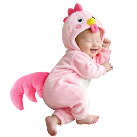 ZHANGDER Plush Flannel Hooded Romper Jumpsuit Chick Costume for Baby Toddler Dress Up Party