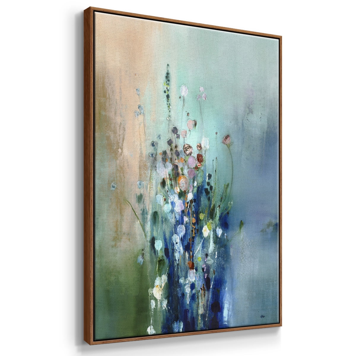 Current Air II Framed Premium Gallery Wrapped Canvas - Ready to Hang - 17 x 25 - Walnut Floating Frame