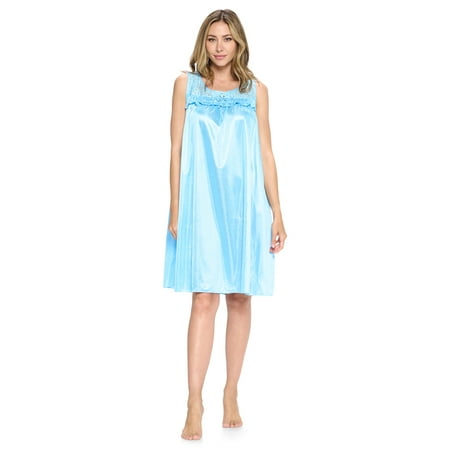 

Casual Nights Women s Tricot Sheer Lace Sleeveless Nightgown