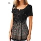 thumbnail image 1 of Sonducket - Blusa de manga corta para mujer con cuello en V y botones Prendas para la parte del cuerpo Gris METRO Sonducket AP003433-02, 1 of 6