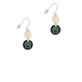 thumbnail image 2 of Delight Jewelry Silvertone Green Paw on Black Disc Goldtone Leaf French Earrings, 2 of 4