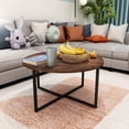 thumbnail image 4 of Round Coffee Table Kitchen Dining Tables Modern Leisure Tea Table Office Conference Pedestal Desk Rustic Brown, 4 of 9