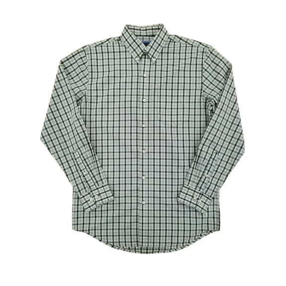 Mens Green Ivory Plaid Hamilton Poplin Long Sleeve Button-Down Shirt L
