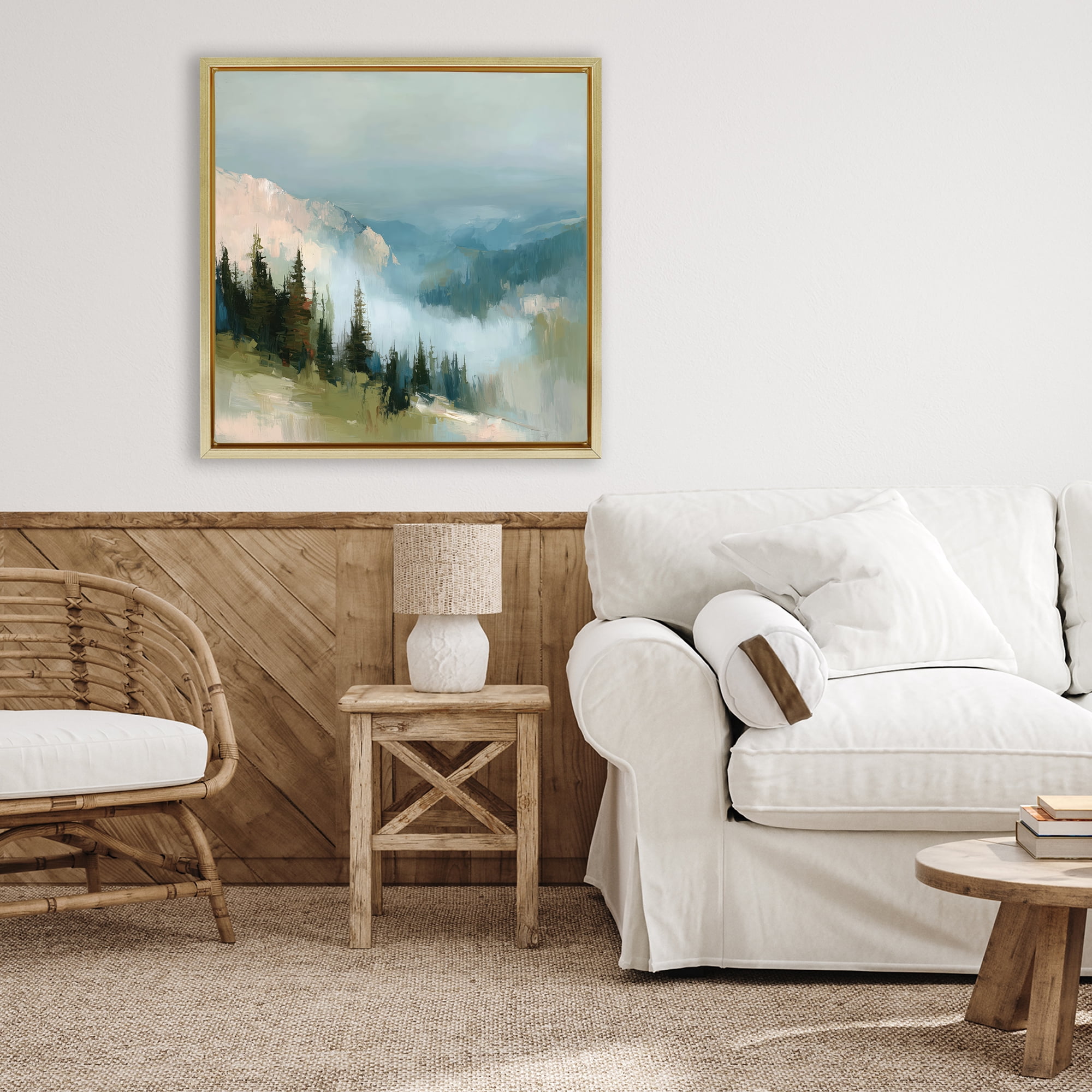 Stupell Industries Mountain Forest Impression Gold Framed Floater Canvas Wall Art, design by Kim Curinga