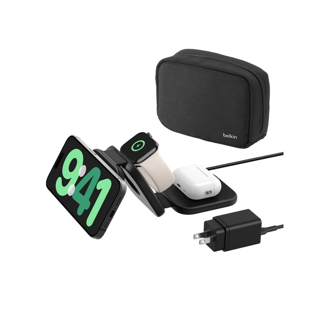 Cargador Belkin MagSafe 3 en 1, base de carga magnética portátil
