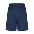 thumbnail image 5 of UVEASISHA Summer Shorts for Women Twill Casual Bermuda Shorts Solid Color Button Zip Short Pants with Pockets Pantalones de verano para mujer Navy L, 5 of 7