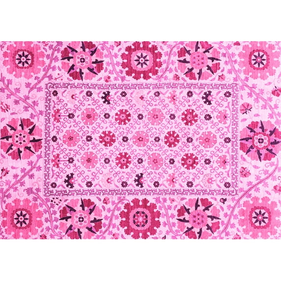Ahgly Company Indoor Rectangle Abstract Pink Modern Area Rugs, 8' x 10'