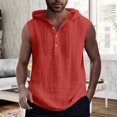thumbnail image 2 of Men's Casual Solid Color Tank Top with Drawstring Button Hooded Vest for Stylish Comfort Men's Tops T-Shirt Casual Crew Neck Loose, 2 of 5