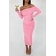 thumbnail image 5 of Vestido PRETTYGARDEN Maxi Rosa con Hombros Descubiertos, Plisado y Abertura, Talla S, 5 of 8