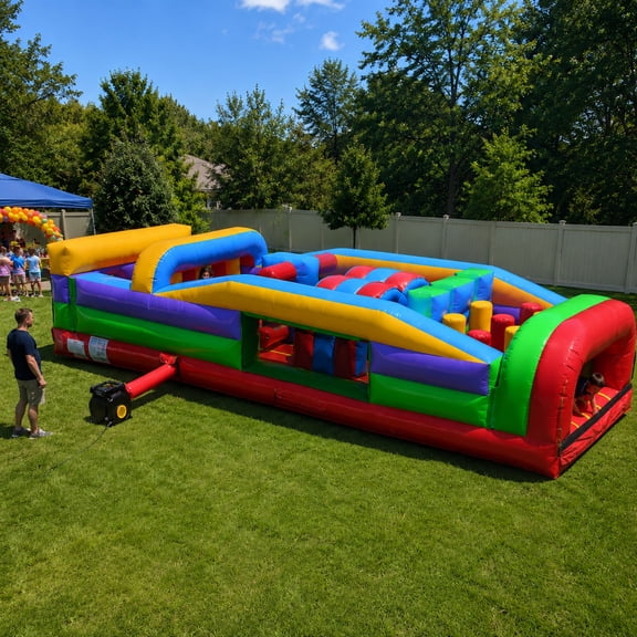 TentandTable Commercial Inflatable Obstacle Course, Retro 7-Element