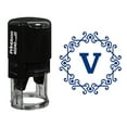 thumbnail image 1 of Printtoo Self Inking R-40 Octagon Celtic Swirl Frame Alphabet V Monogram Office Stationary Rubber Stamp-Blue, 1 of 3