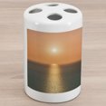 thumbnail image 1 of Burnt Orange Ceramic Toothbrush Holder, Sunrise over Ocean Burnt Horizon Reflection Seascape Coastal Theme, Decorative Versatile Countertop for Bathroom, 4.5" X 2.7", Orange Blue, by Ambesonne, 1 of 4