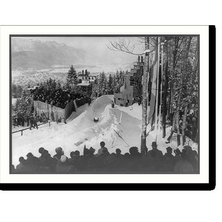 Historic Print, [Winter Olympic games at Garmisch, Germany. 1936: action on bobsled run], 16" x 20"