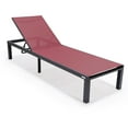 thumbnail image 3 of LeisureMod Outdoor Chaise Lounge Chair with Aluminum Frame and Sling Fabric Seat Adjustable Reclining Positions for Modern Home, Patio, Backyard Marlin Collection Set of 2 in Burgundy, 3 of 10