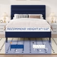 thumbnail image 6 of 4 EVER WINNER Blue Full Velvet Platform Bed Frame, Horizontal Stitched Upholstery, Reinforced Anti-Squeak Structure, Heavy-Duty Slats, No Box Spring Required, 6 of 9