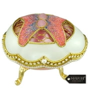 Pink Butterfly Eggshell Trinket Music Box “Fur Elise” w/ Matashi Crystals | Faberge Egg Table Top Ornament | Decorative Gold Finish | Home Décor for Living or Bedrooms