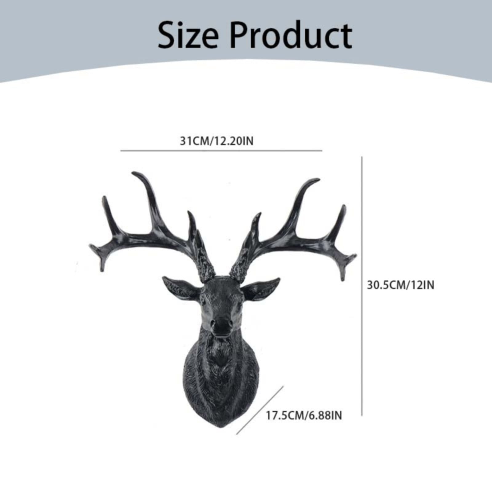 kjfeif Animal Heads Wall Decor, Faux Deer Head Mount, Animal Sculptures Wall Decor, Resin Animal Head Wall Hanging Decoration for Living Room Bedroom Kitchen Gift