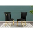 thumbnail image 2 of Set of 2 Black Velvet Upholstered Chairs with Gold Stainless Steel Legs, 2 of 2