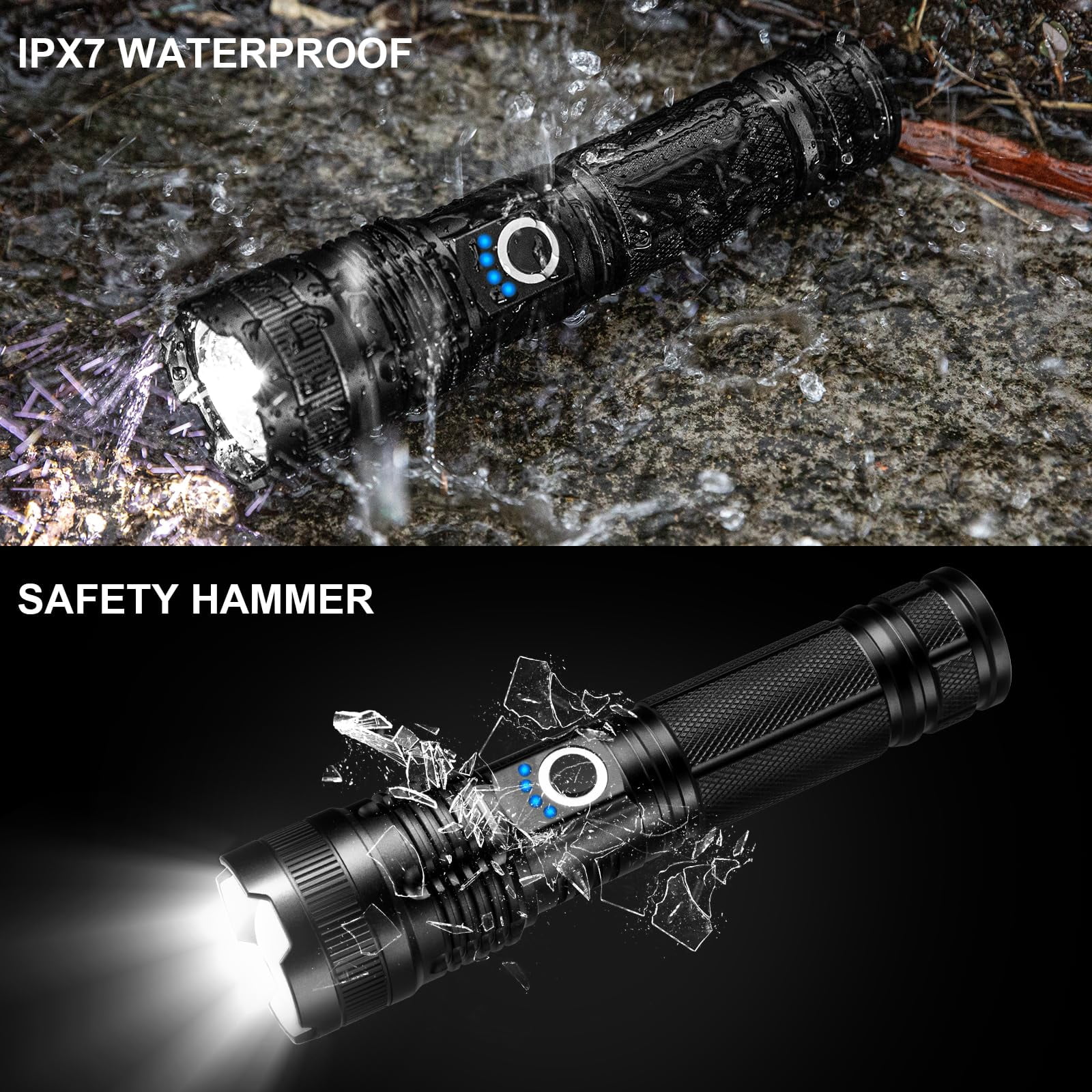 3 Pack Rechargeable Flashlights High Lumens  990000lm Super Bright Led Flashlight Adjustable Flash Light With 5 Modes & Usb Cable Waterproof Handheld For Home Camping Outdoor