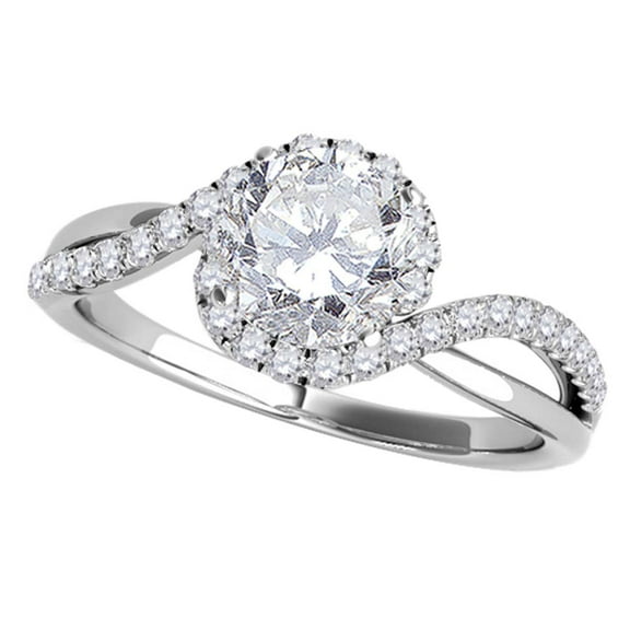 Mauli Jewels Engagement Rings for Women 3/4 Carat Halo Diamond Engagement Ring 4 Prong 14k Solid White Gold