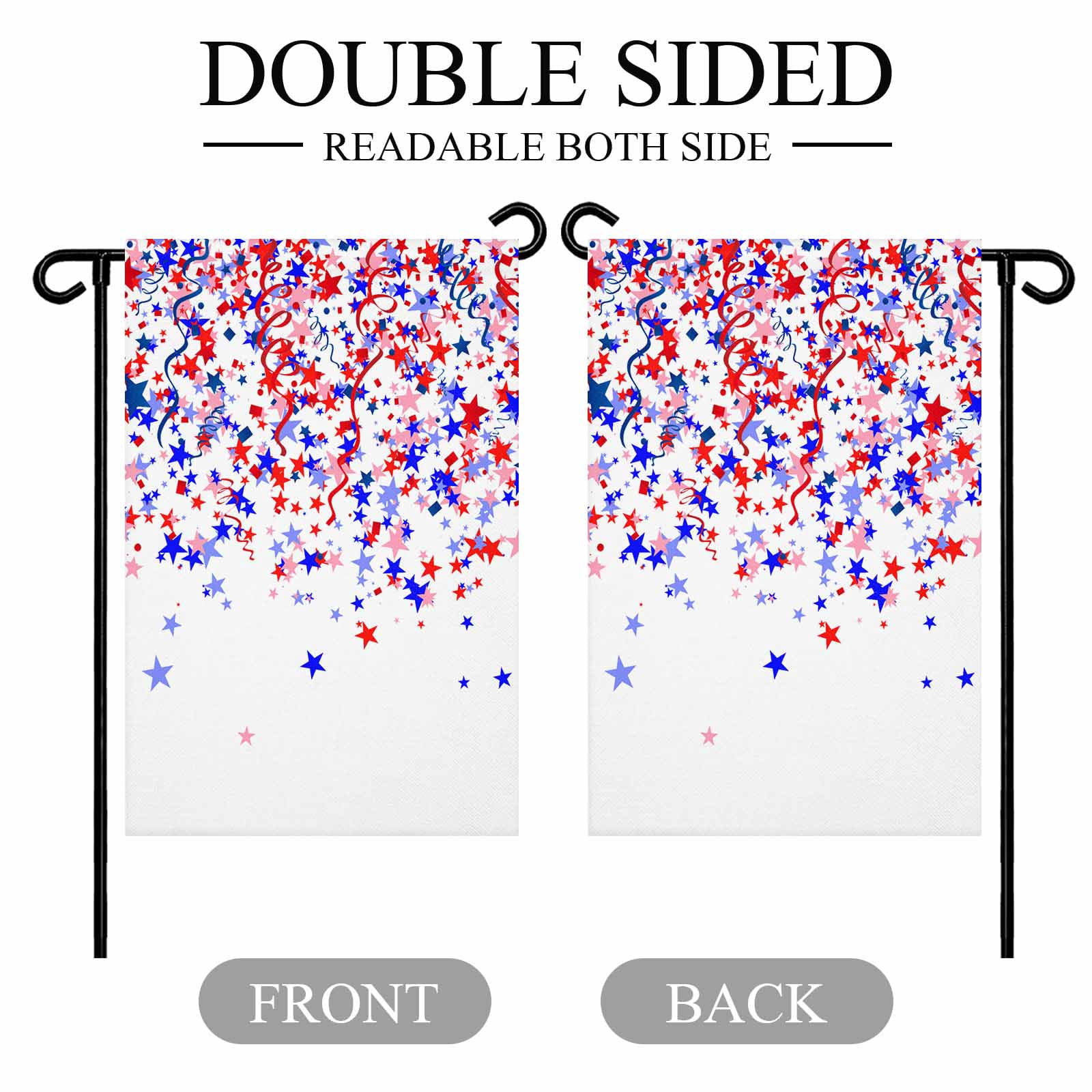 4th of July Garden Flags Patriotic Stars Ribbon Garden Flag Double Sided Welcome Flag Red White Blue Independence Day Yard Flags for Outdoor Lawn Porch Memorial Day Seasonal Holiday Decor 28x40 Inch