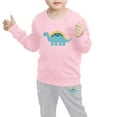 thumbnail image 4 of Wuxian Toddler Kids Boys Fall Winter Basic Clothes Sets Casual Crewneck Solid Color Long Sleeve Pullover Sweatshirt And Sweatpants 3 Piece Loose Fit Warm Outfits,Pink,8-10T, 4 of 4
