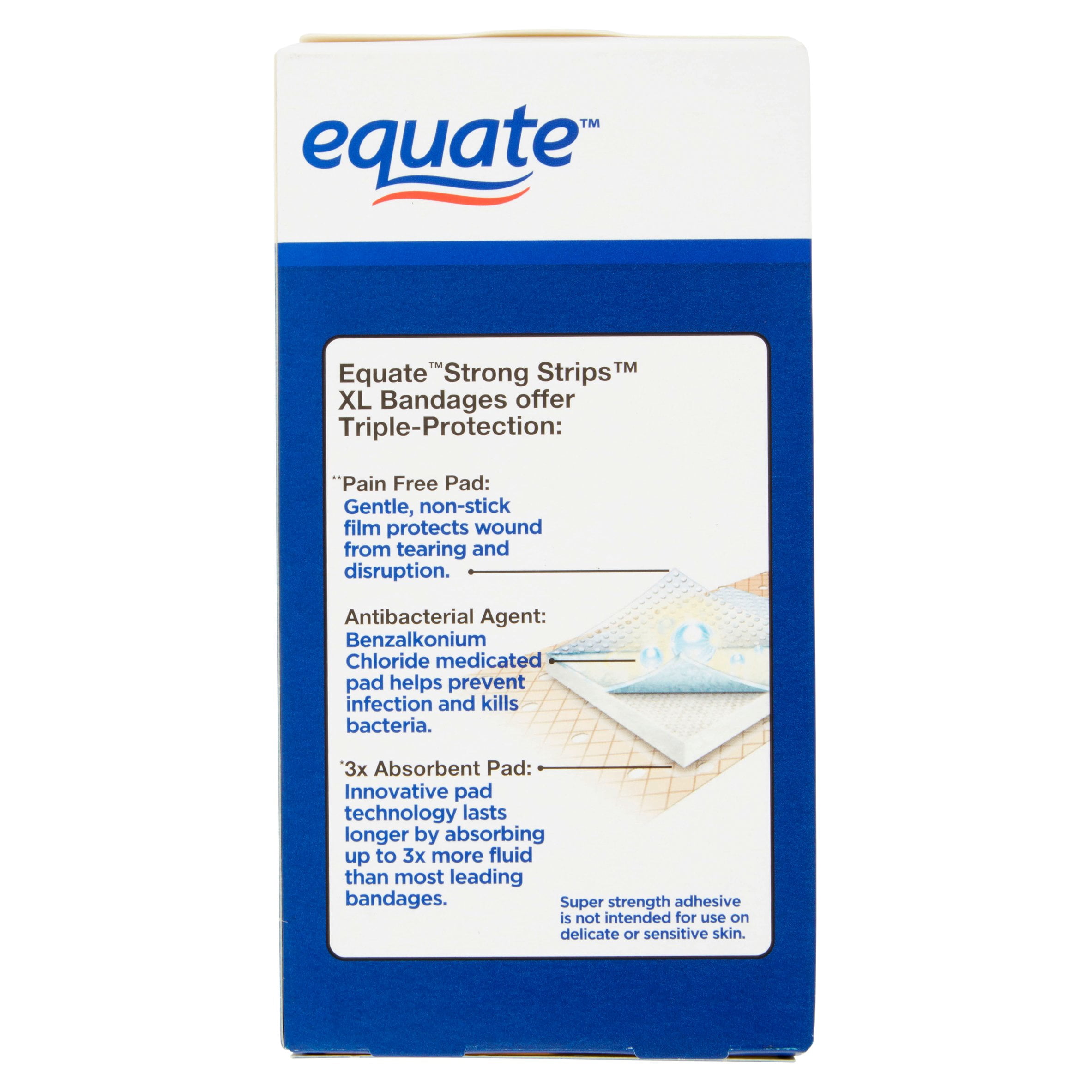 Equate Antibacterial Strong Strips Bandages, X-Large, 10 Count