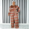 thumbnail image 4 of AURA Women Plus Size Silk Like Two Piece Outfit Casual Long Sleeve Printed Set, 4 of 6
