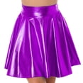 thumbnail image 2 of inhzoy Womens Shiny Metallic Pleated Skirt Festival Party Clubwear Purple S, 2 of 7