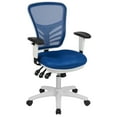thumbnail image 2 of Flash Furniture Mid-Back Blue Mesh Multifunction Executive Swivel Ergonomic Office Chair with Adjustable Arms and White Frame, 2 of 15