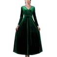 thumbnail image 2 of Vestido largo de terciopelo con mangas largas, vestido largo de fiesta con cuello en V, vestido elegante de manga larga para mujer, solución innovadora, 2 of 4