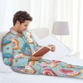 thumbnail image 6 of Naloa Colorful Donut Men’s Pajamas Set - Long Sleeve Button Down Sleep Shirt and Pajama Bottoms Sleepwear Set-X-Large, 6 of 7