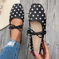 thumbnail image 2 of YgkuHd Slip-On Loafers for Women Retro Polka Dot Bowknot Square Toe Satin Shoes with Breathable Cotton Blend Upper, Trendy Plus Size Casual Footwear,Black_37, 2 of 5