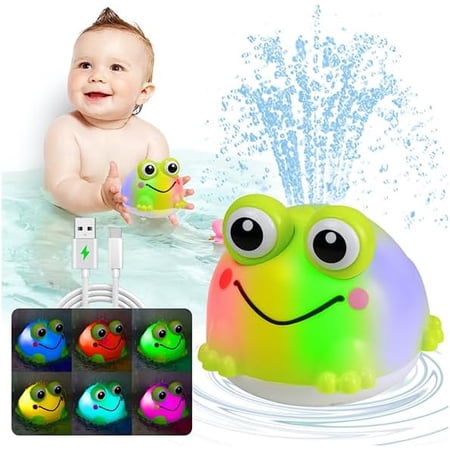 Baby Octopus Bath Toy Light Up Sprinkler Toy Bath Frog Bathtub Fountain Spray Toy for Kids – Pool Toys for Toddlers Ages 3+