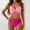 Pinky, variant on Women's Two Piece Set V Neck Push up Bathing Suit Summer High Waisted Ruched Bikini Set Swimwear ,Pinky,S