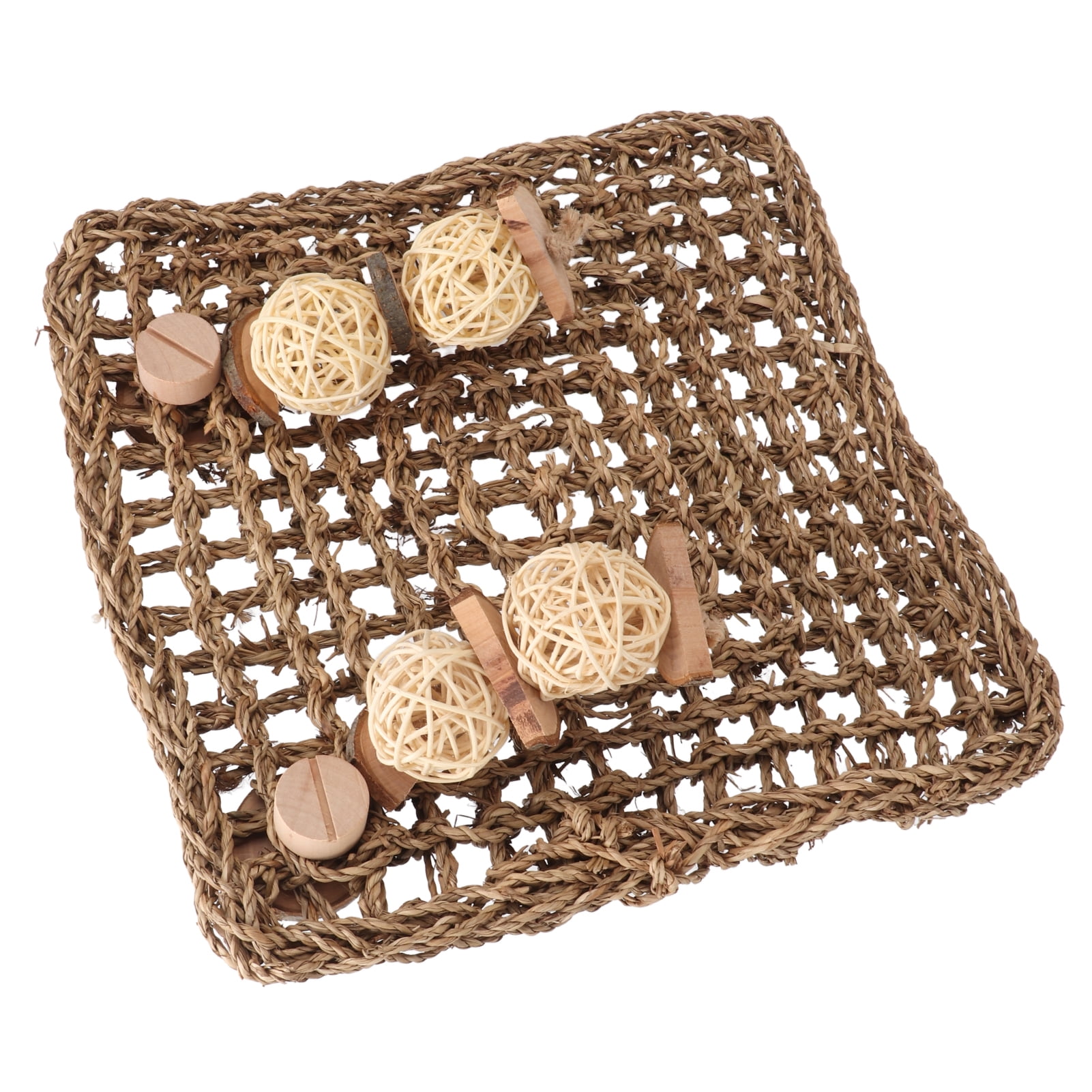 LAZIOEGR Natural Seagrass Pet Mat 13 inches / 33 cm Woven Teeth Grinding Chew Toy Activity Play Board Cage Protector for Rabbits Guinea Pigs Chinchillas Bunnies Small Animals