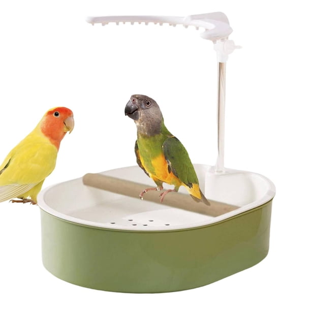 Baño automático para periquitos, ducha para pájaros, fuente para jilgueros, fácil instalar, accesorios para pájaros medianos, baño para periquitos U Design Blanco