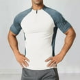 thumbnail image 2 of fatyb Mens Zip up Stand Collar Workout Tshirts Color Block Short Sleeve Shirts Patchwork Athletic Tops, 2 of 7