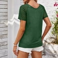 thumbnail image 4 of LYXSSBYX Summer Tops for Women 2024 Women's Patchwork Mesh Short Sleeved Top Solid Color Casual Loose T-shirt, 4 of 9