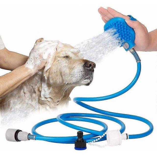 Pulvérisateur de Douche pour Animaux de Compagnie, Pulvérisateur de Robinet et Outil de Bain avec Pulvérisateur Réglable et Gommage Doux avec 3 Adaptateurs de Robinet pour Intérieur ou