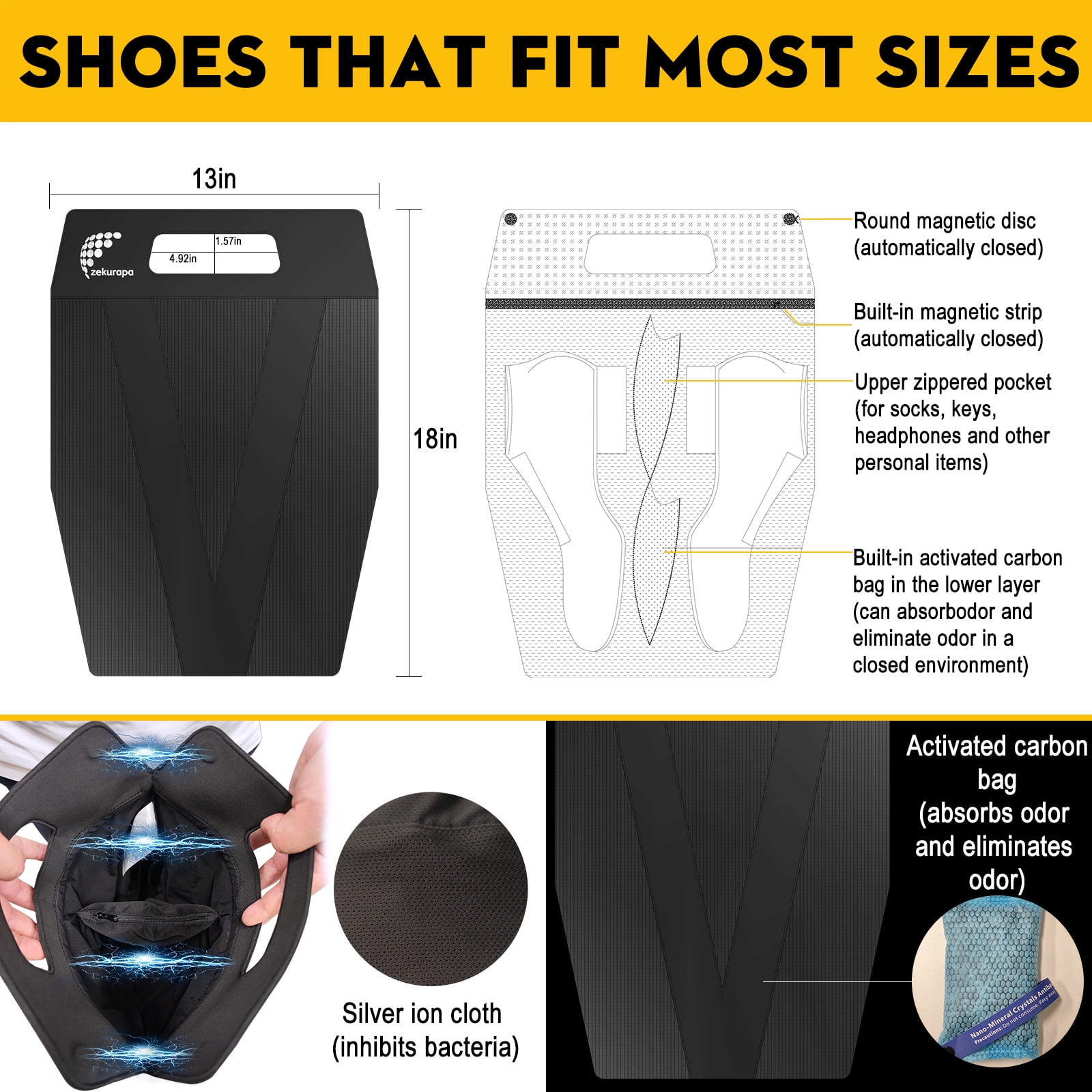 Shoe Bag，Shoe Bags for Travel，Golf Shoe Bag，New upgraded waterproof, Anti-Odor, Remove Odor