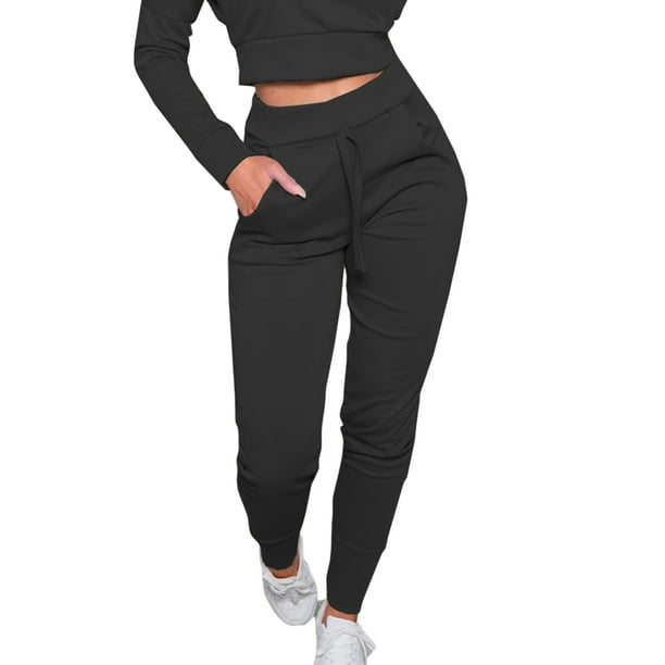 ZAXARRA Women's Casual Sweatpants Elastic Waist Ankle Cuff Tight Pants 