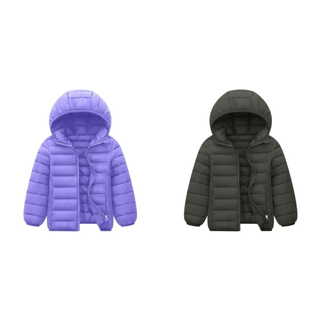 (2-Pack) Rinsvye Kids Lightweight Down Jacket Warm Winter Coat Pure Color Thermal Jacket Girls Short Style Quilted Outerwear