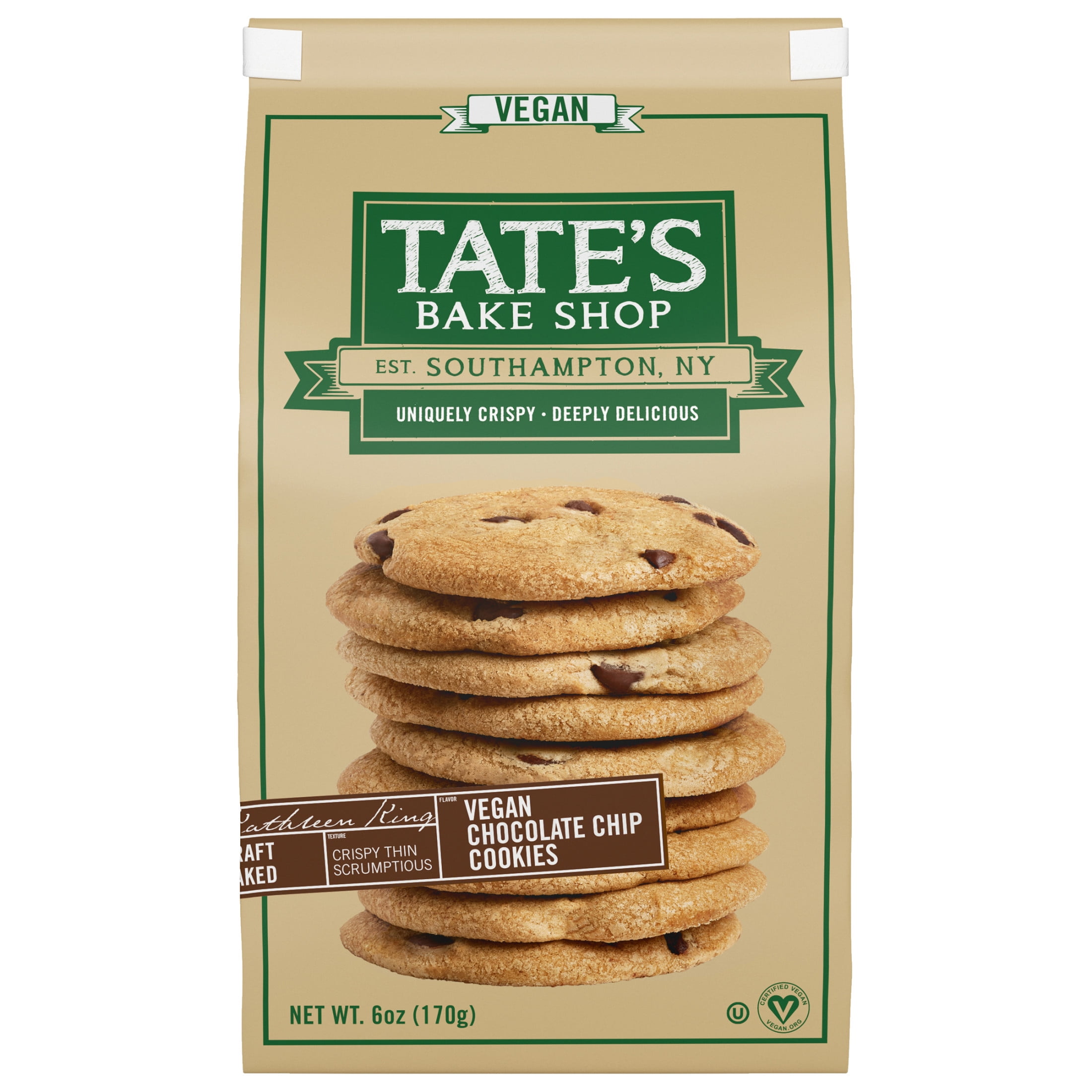 (3 pack) Tate's Bake Shop Chocolate Chip Vegan Cookies, 6 oz