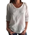 thumbnail image 3 of Zedker Long Sleeve Blouse for Women Crew Neck Loose Fit Summer Casual Tops/T-shirt With Fringes Top White L, 3 of 6