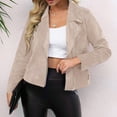 thumbnail image 2 of Tianiyouqing Womens Faux Suede Jacket 2024 Fall Winter Clothes Casual Zipper Cropped Coat Bomber Biker Moto Jackets Outwear Complexion M, 2 of 7