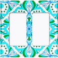 thumbnail image 6 of Metal Light Switch Plate Cover Neon Green Teal Flower Mandala Tile Pattern MDL034, 6 of 13