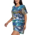 thumbnail image 2 of Kdxio Christmas Tree Print Pajamas Sets for Women Short-Sleeved Pjs with Lounge Shorts Two Piece Sleepwear S-4XL, 2 of 8