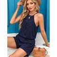 thumbnail image 6 of Summer Stylish Women's Casual Summer Short Halter Jumpsuit with Pockets Solid Color Romper, 6 of 6