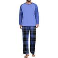 thumbnail image 2 of Fewfanhot Men's Casual Pajama Set Round Neck Long Sleeve Shirt with Drawstring Waist Pants Cozy Home Wear for Daily Use, 2 of 7